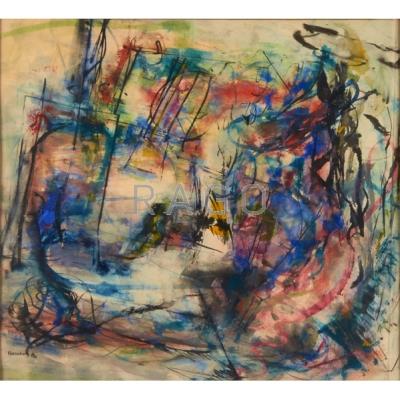 Appraisal: RALPH M ROSENBORG American - Abstract gouache on paper Rains