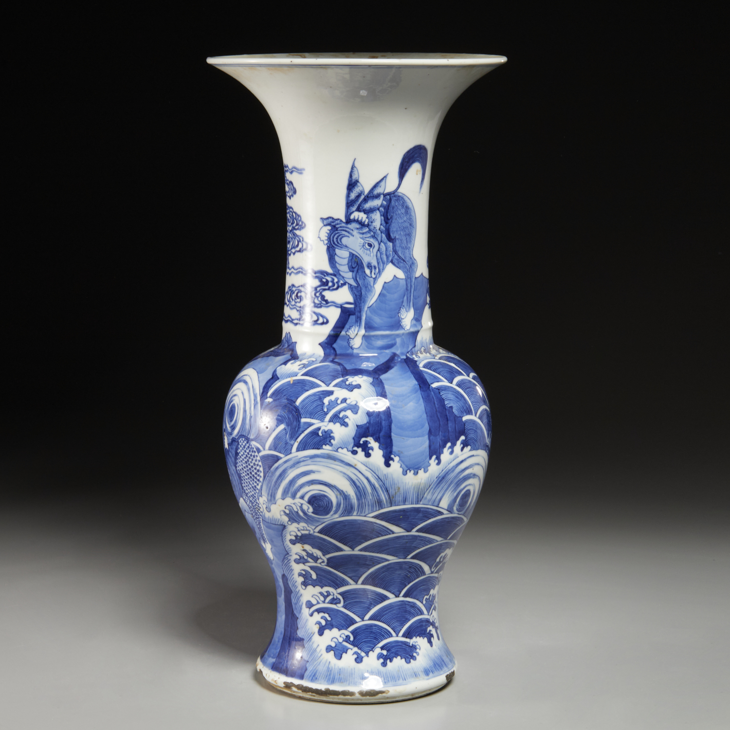 Appraisal: CHINESE BLUE AND WHITE PORCELAIN YENYEN VASE Kangxi style and