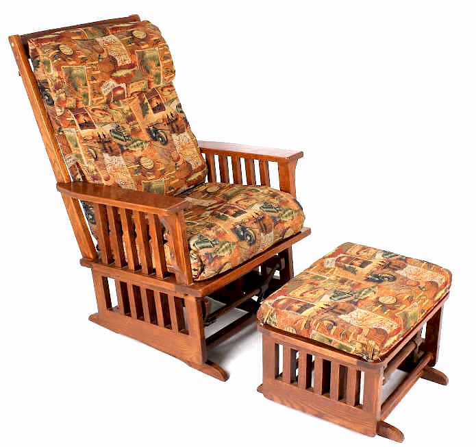 Appraisal: Towne Square Oak Glider Rocking Chair w Footstool For sale