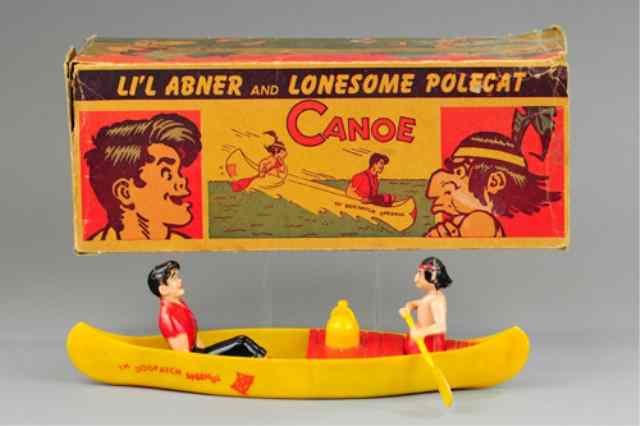 Appraisal: LI'L ABNER AND POLECAT IN CANOE WITH ORIGINAL BOX Ideal