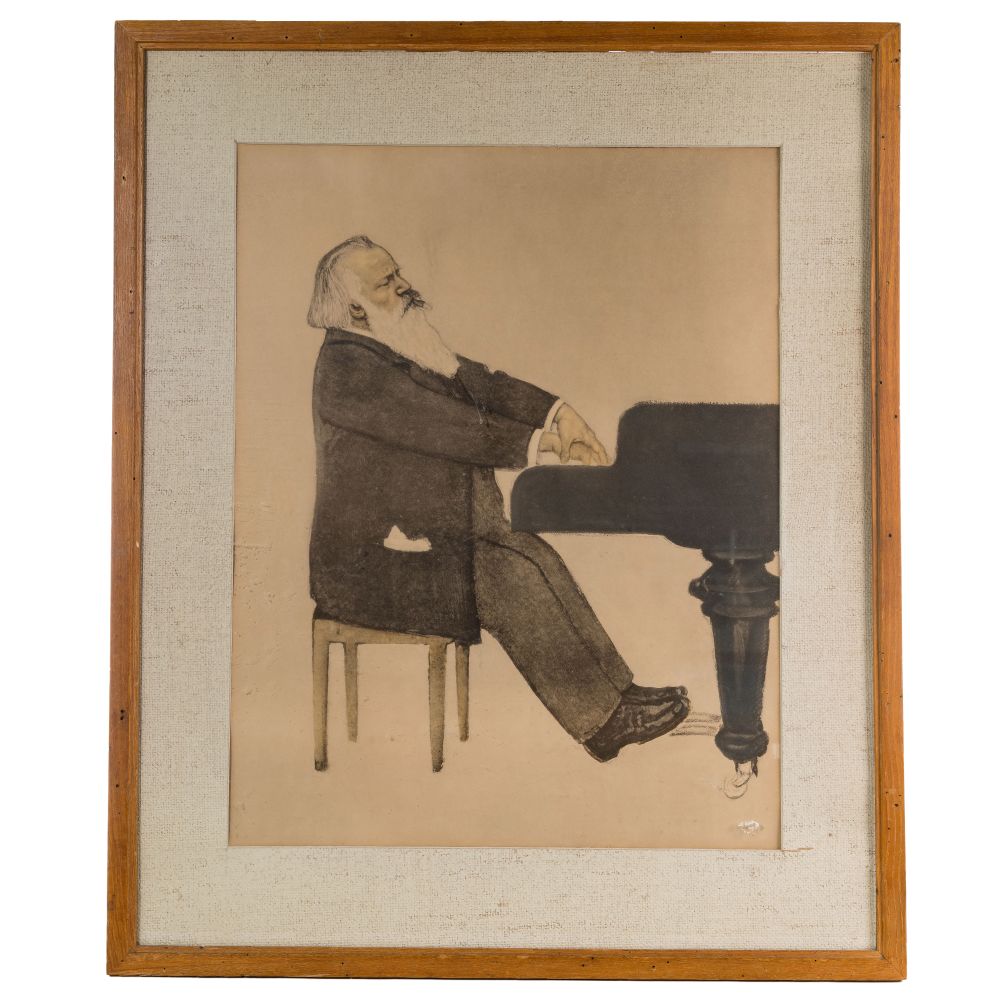 Appraisal: WILLY VON BECKERATH GERMAN - BRAHMS AM FLUGEL LITHOGRAPHUndated and