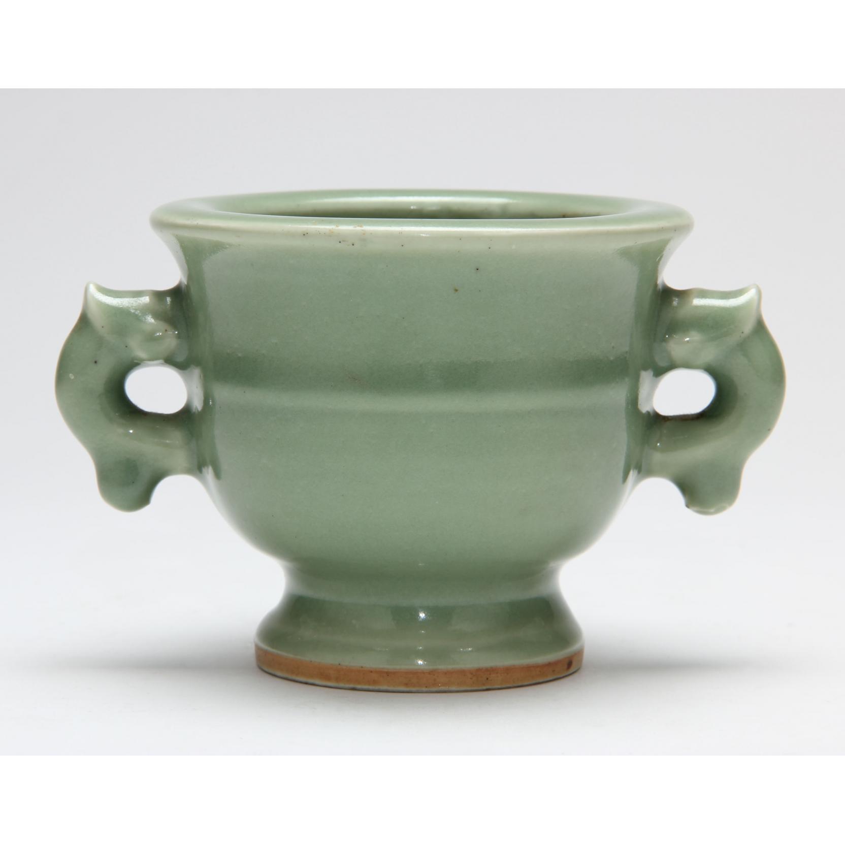 Appraisal: Chinese Song Dynasty Style Celadon Censer double-handled open top in