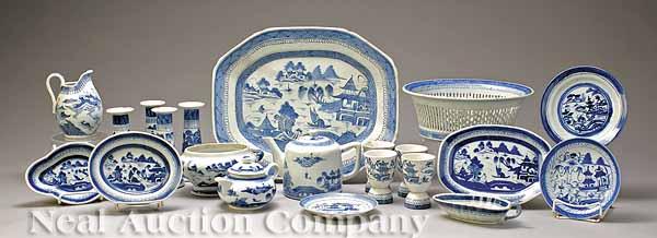 Appraisal: A Group of Chinese Export Blue and White Canton Porcelain