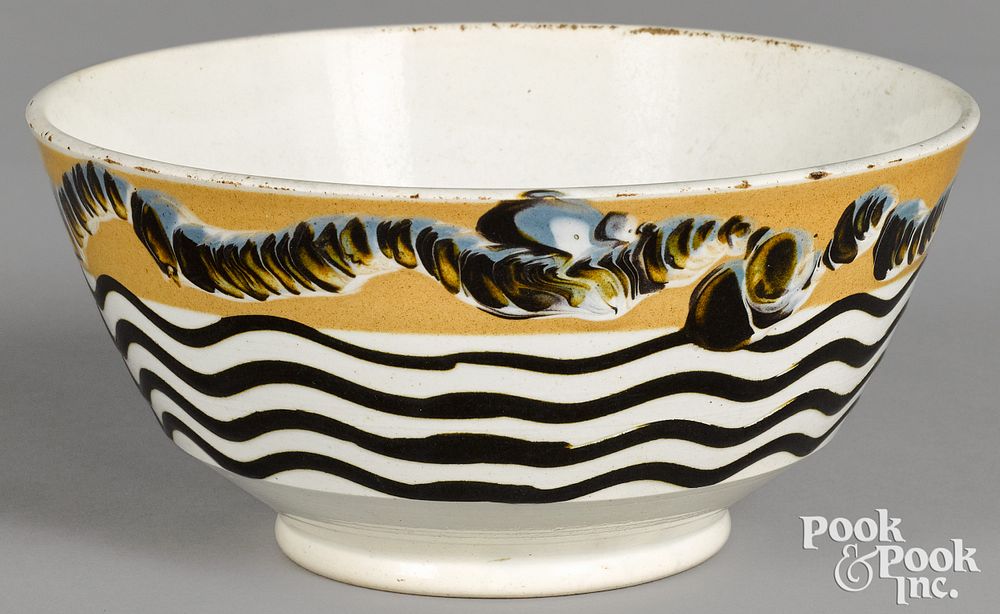 Appraisal: Mocha bowl Mocha bowl with earthworm and wavy line decoration