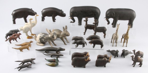 Appraisal: Eighteen pairs of wood carved and painted animals Some pairs