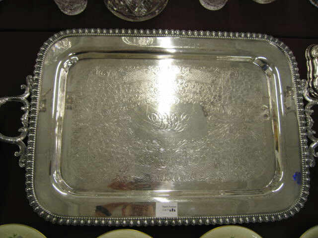 Appraisal: Silverplate Serving Tray engraved floral