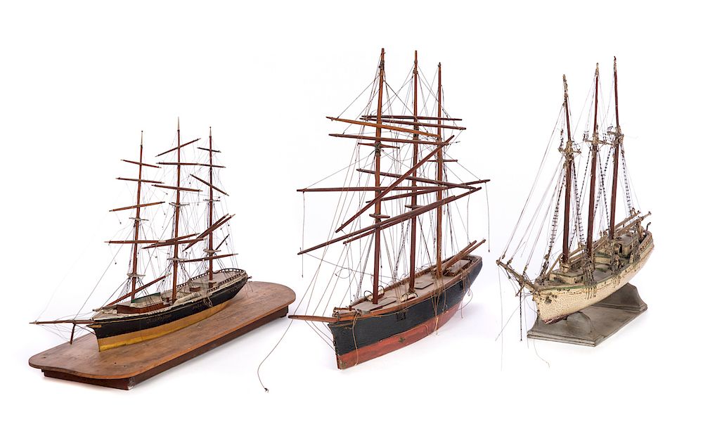 Appraisal: Early Wooden Ship Models Good condition but rigging needs repaired