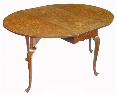 Appraisal: A th century Dutch marquetry drop-leaf table of baskets of