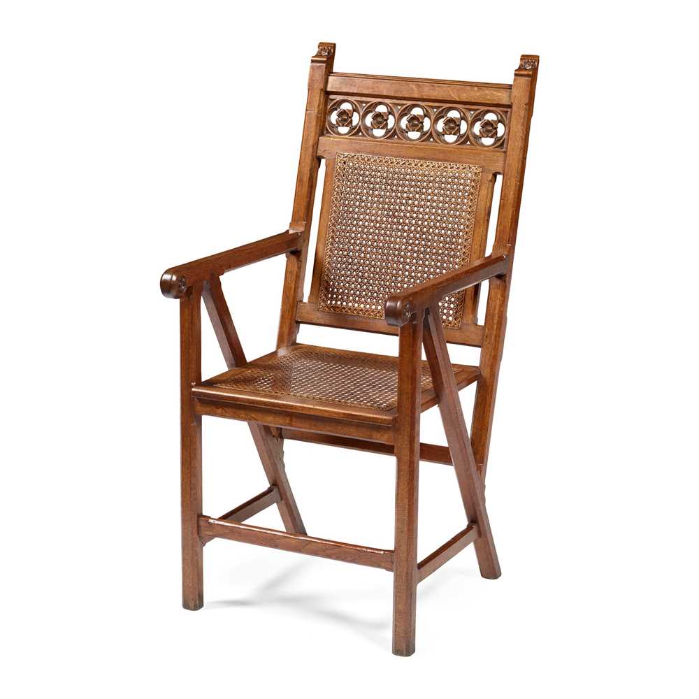 Appraisal: HENDRIK BERLAGE - GOTHIC ARMCHAIR CIRCA oak with caned back