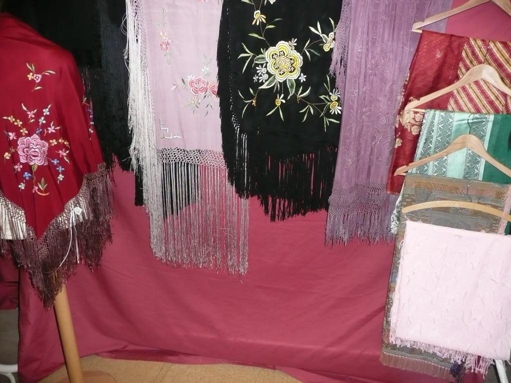 Appraisal: Six vintage shawls embroidered and plain with fringing - in