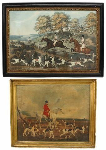 Appraisal: lot of Framed English fox hunting prints on paper including