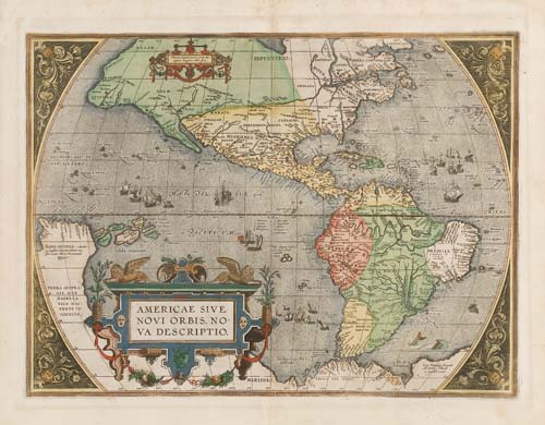 Appraisal: ORTELIUS ABRAHAM Americae sive Novi Orbis Nova Descriptio Double-page engraved