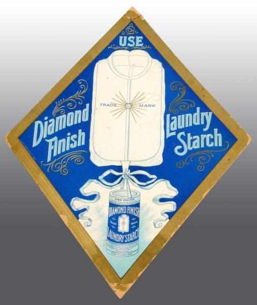 Appraisal: Cardboard Diamond Finish Starch Hanging Sign Description Possible trimmed Condition