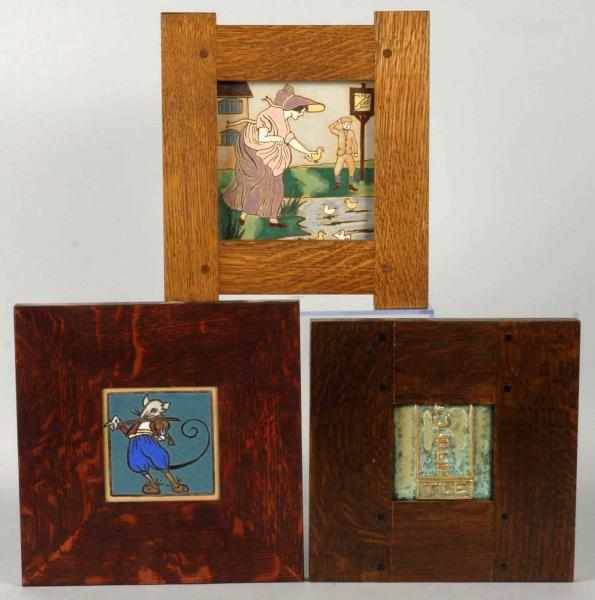 Appraisal: Lot of Oak Framed Tiles Description Includes one depicting a