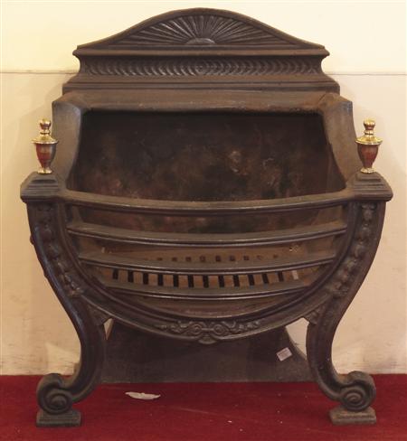 Appraisal: A cast iron fire basket of George III style with