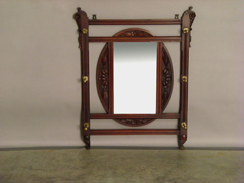 Appraisal: Victorian carved coat rack with mirror h w