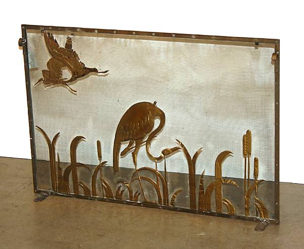 Appraisal: A Japanesque steel and brass repouss firescreen second quarter th