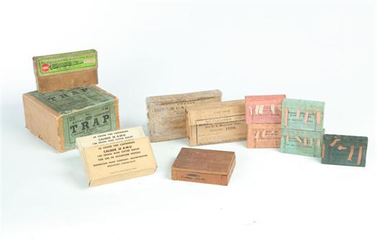 Appraisal: TWELVE BOXES OF EARLY AMMUNITION AND FUZES American late th-early