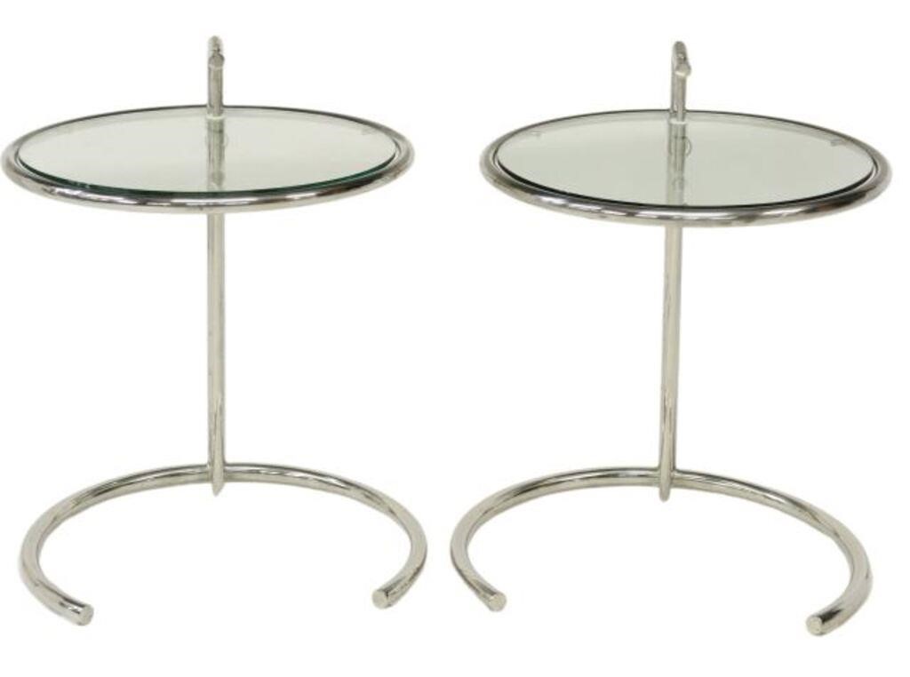 Appraisal: pair Modernist adjustable-height side tables in the manner of Eileen