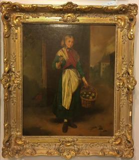 Appraisal: Signed H Collingwood Genre portrait of peasant girl with flower