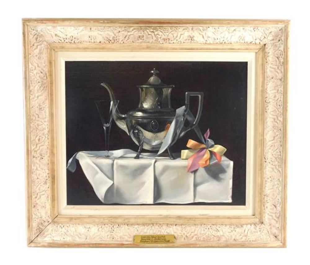 Appraisal: Ronald Lee Anderson American - trompe l'oeil still life with