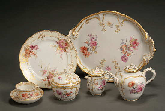 Appraisal: Berlin Porcelain Floral Decorated Assembled Dessert Service KPM Third Quarter