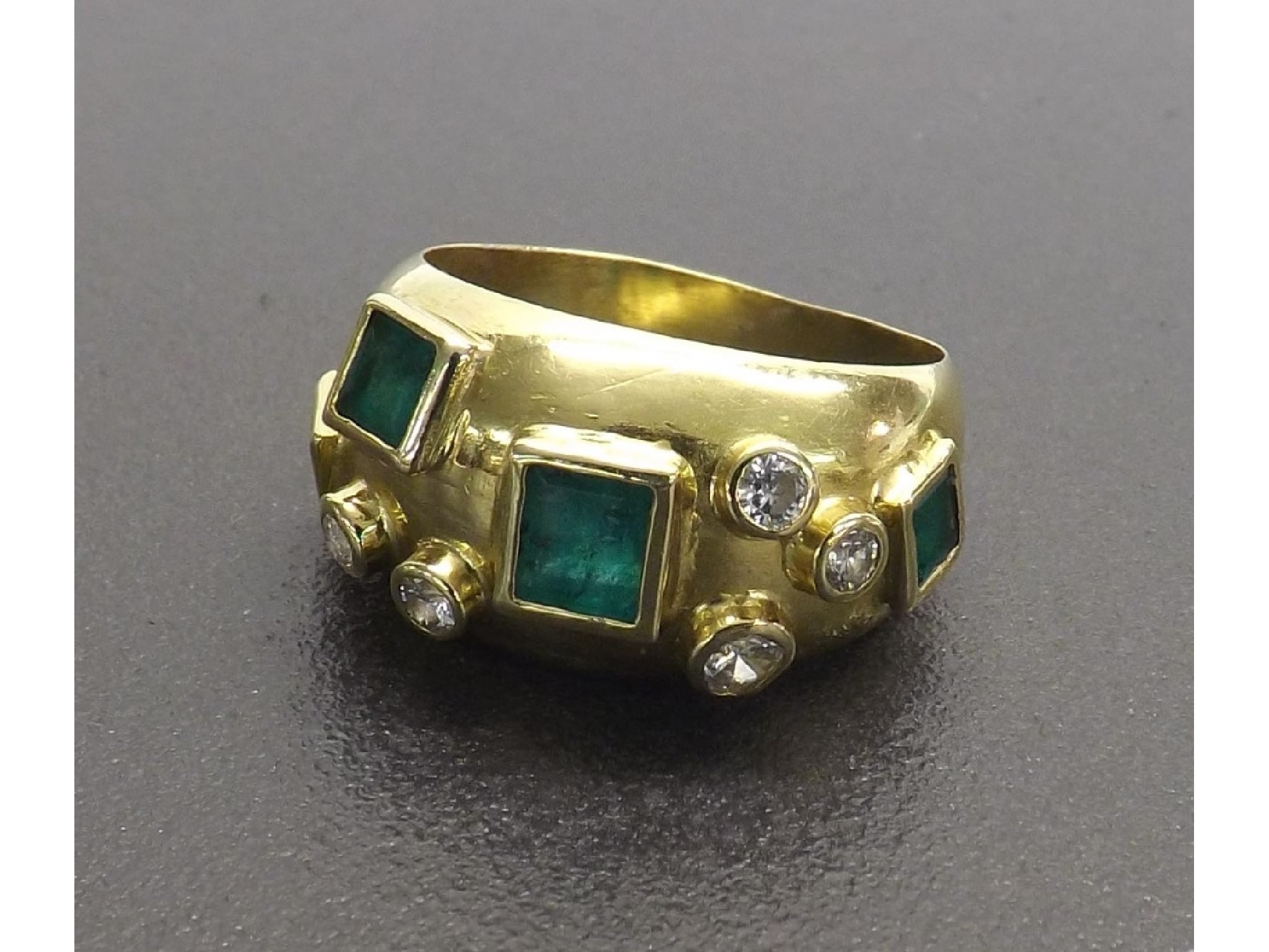 Appraisal: k emerald and diamond dress ring gm ring size K