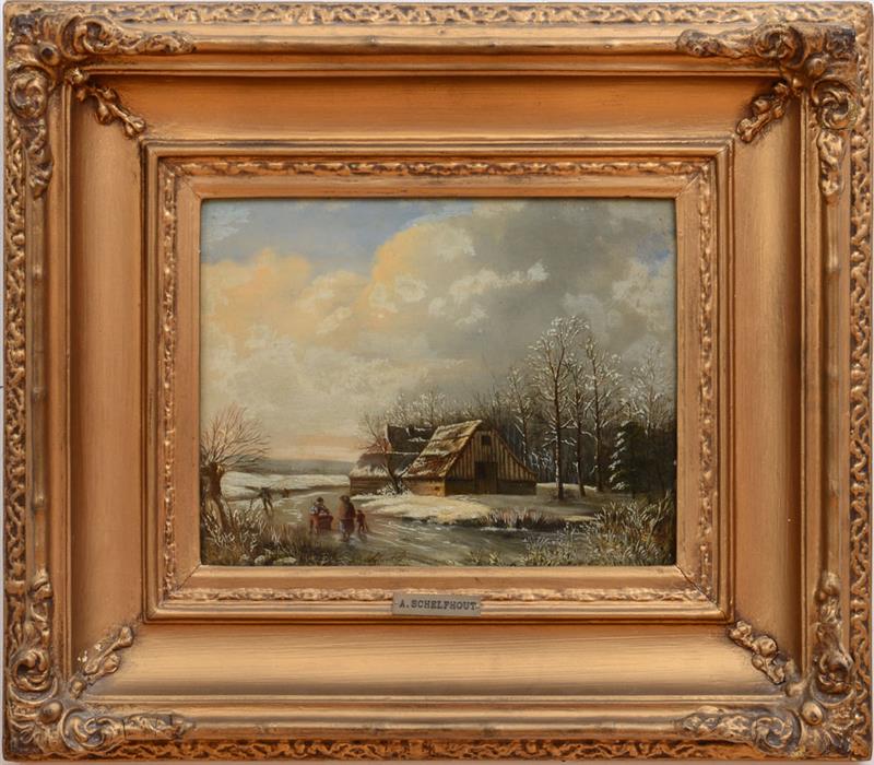 Appraisal: ANDREAS SCHELFHOUT - WINTER SCENE Oil on panel signed 'A