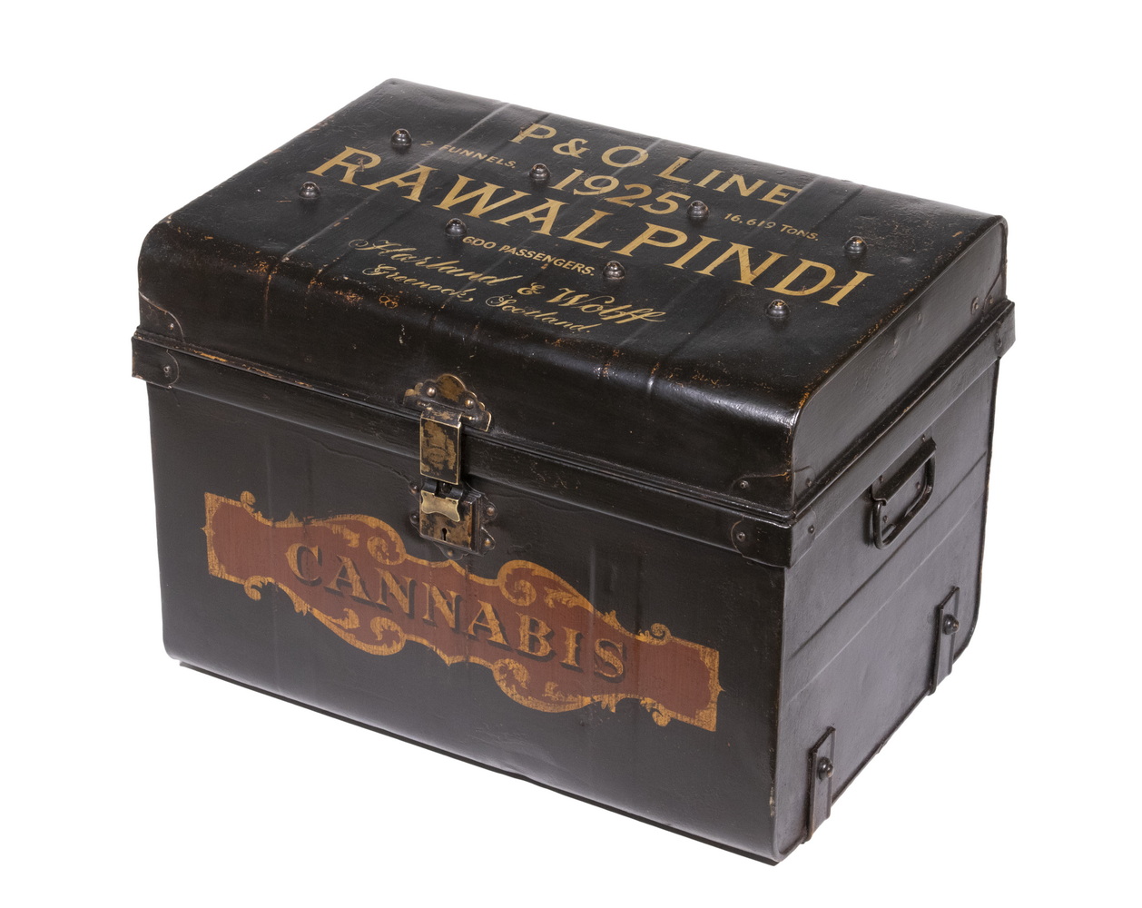 Appraisal: MEDICAL TIN BOX RAWALPINDI - CANNABIS Black painted heavy duty