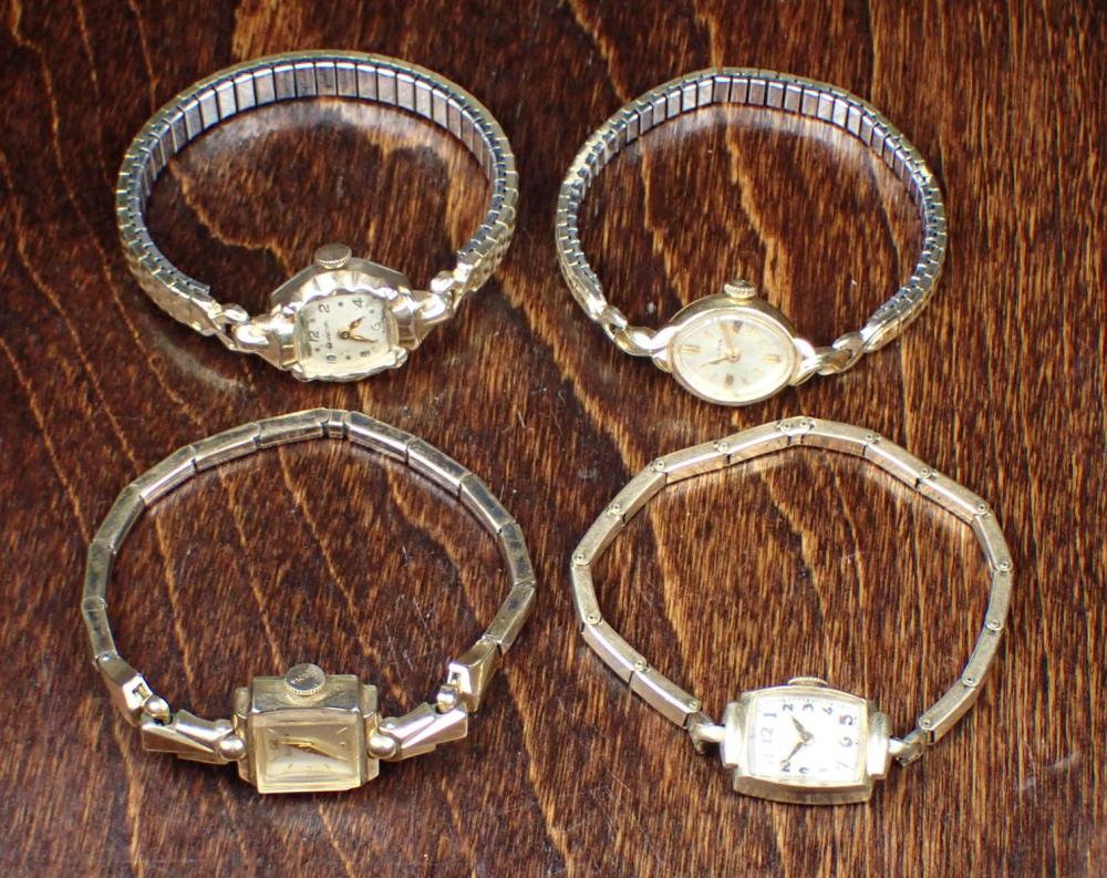 Appraisal: COLLECTION OF FOUR VINTAGE LADIES WATCHES including three Bulova two