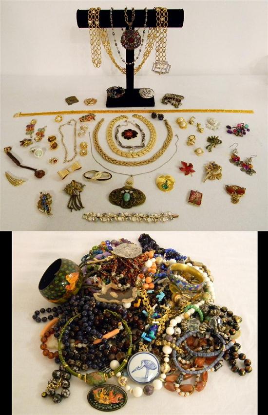 Appraisal: JEWELRY Costume jewelry including assorted ethnic pieces pins earrings necklaces