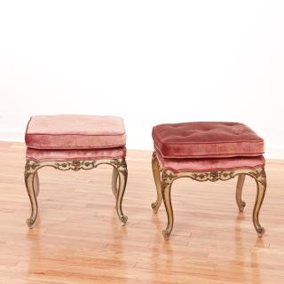 Appraisal: Pair Italian Rococo style painted stools Pair Italian Rococo style