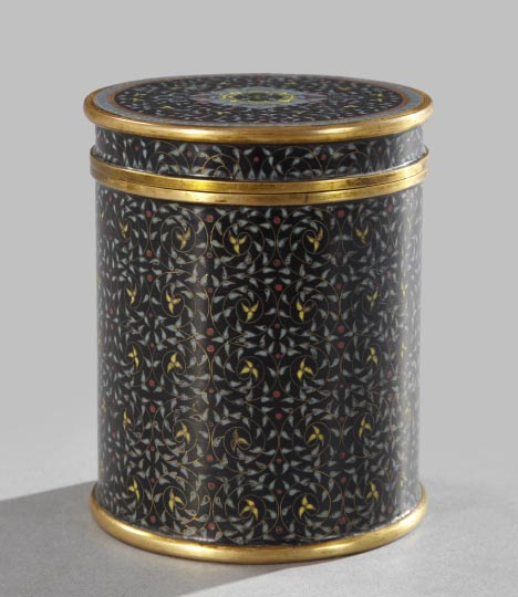 Appraisal: Kuang Hsu Cloisonne and Gilt-Brass Tobacco Canister first quarter th