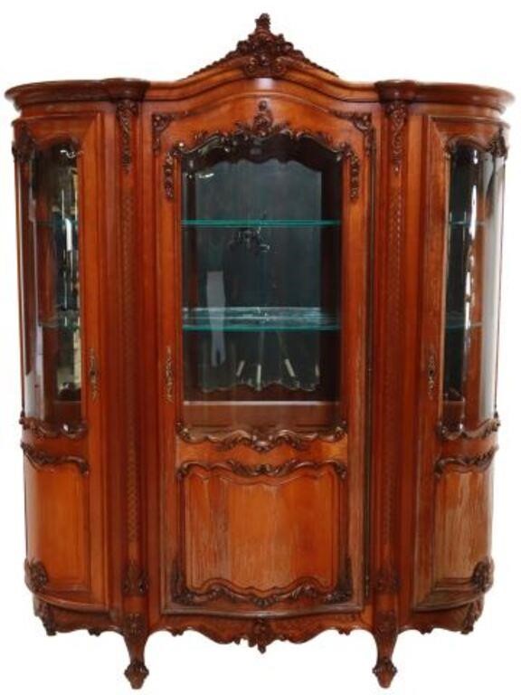 Appraisal: French Louis XV style vitrine display cabinet th c carved