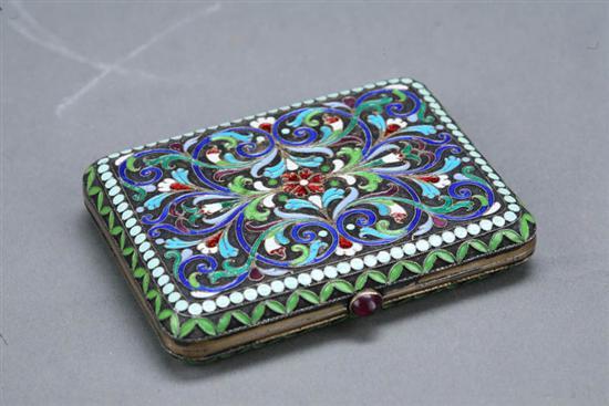 Appraisal: ENAMELED CIGARETTE CASE lllegibly marked Russia early th century brass