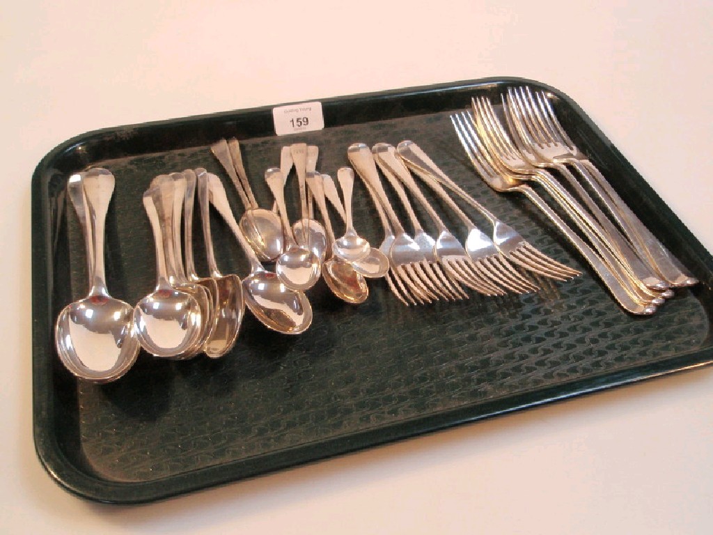 Appraisal: A composite set of Victorian silver rattail tableware by William