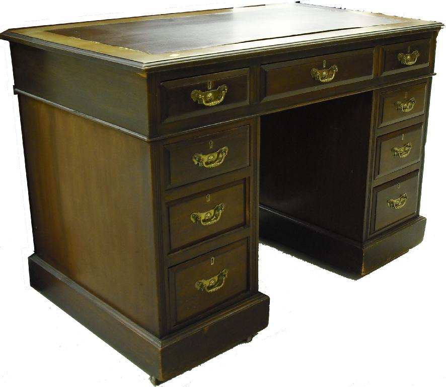 Appraisal: Victorian mahogany pedestal desk the top with a inset top