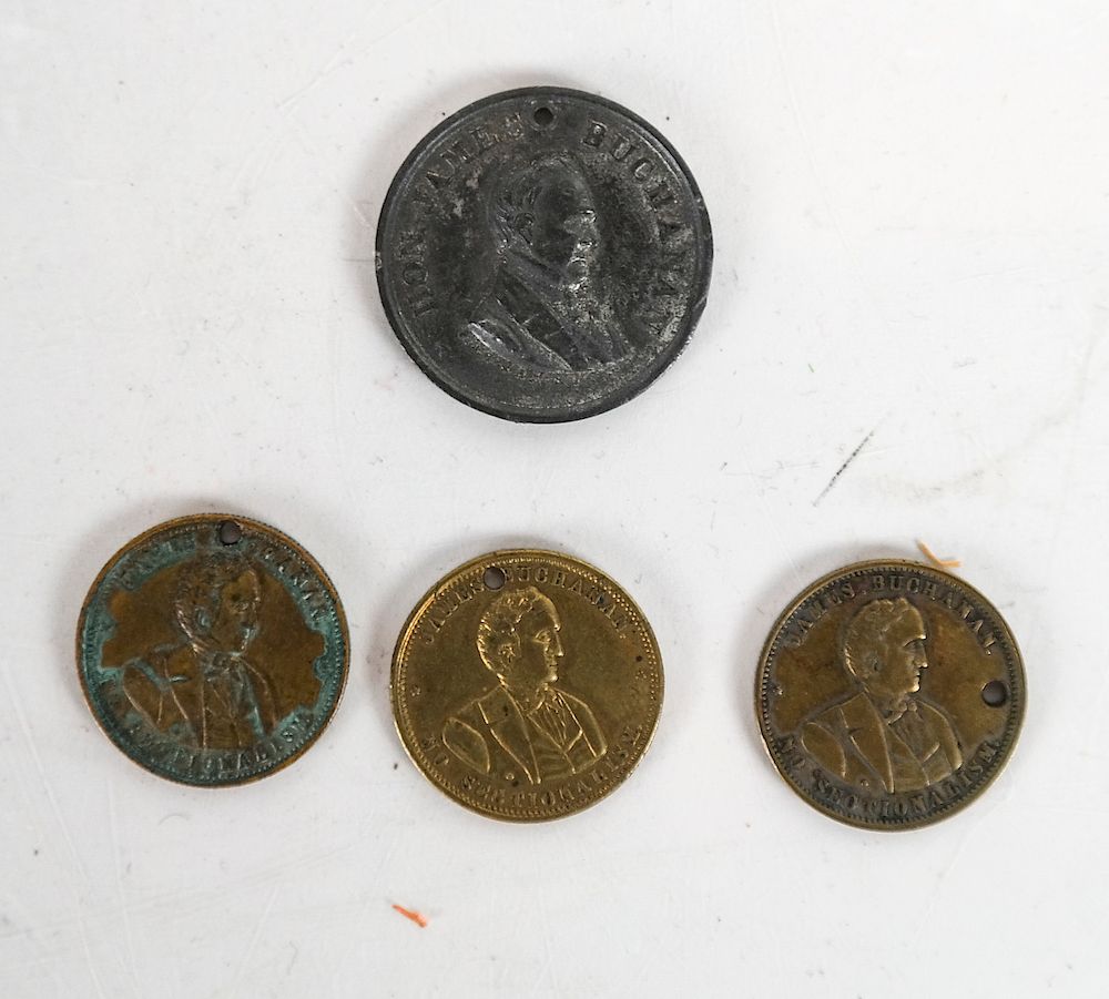 Appraisal: James Buchanan for President Four Buchanan tokens including three which