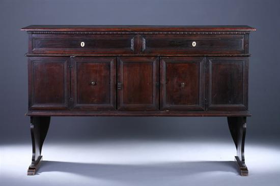 Appraisal: BAROQUE STYLE WALNUT SIDEBOARD WITH ASSOCIATED HANGING WALL SHELF late