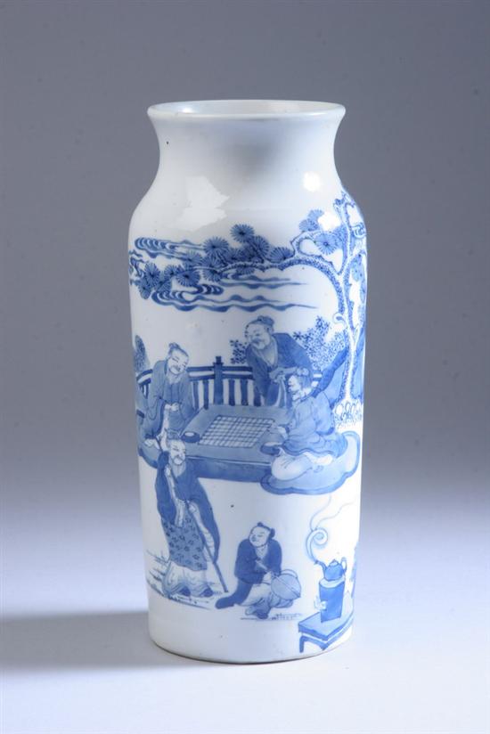 Appraisal: CHINESE BLUE AND WHITE PORCELAIN VASE Figural decoration - in