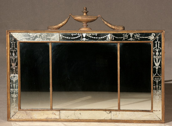 Appraisal: George III Style Giltwood and Gesso Etched Overmantel Mirror Circa