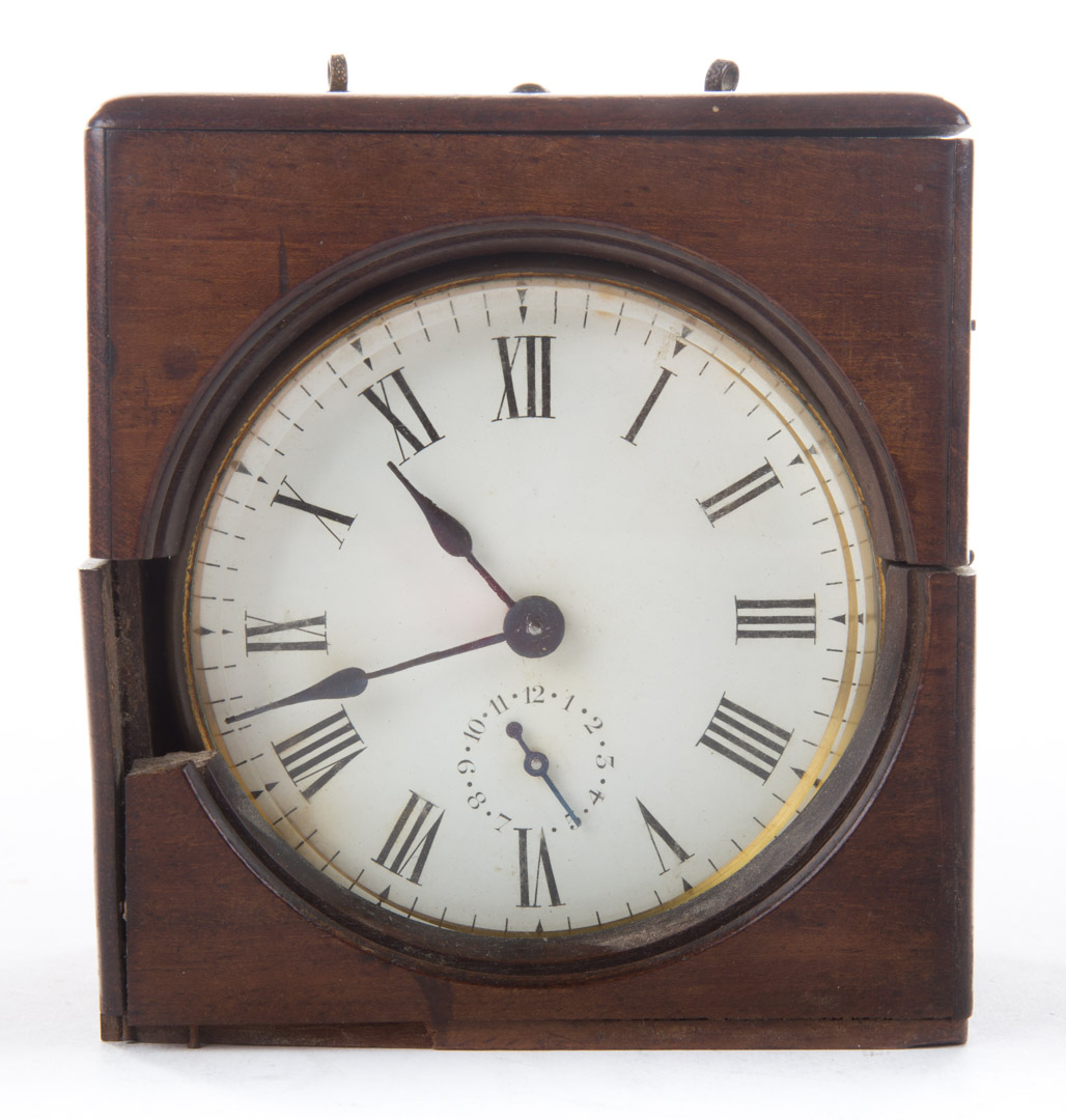 Appraisal: Brass alarm clock with wood travel case second half- th