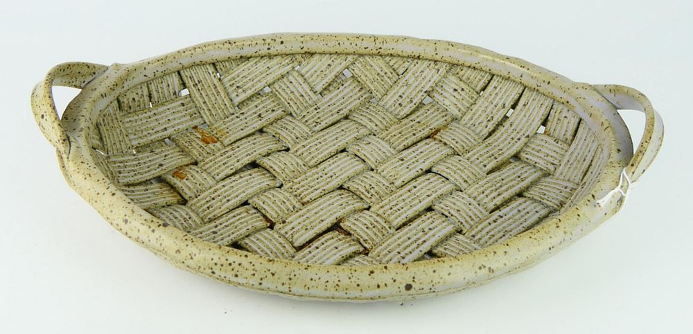 Appraisal: PARMENTIER NORTH CAROLINA POTTERY WOVEN BOWL Handle to handle measures