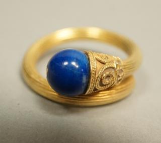 Appraisal: K Gold Blue Lapis Ring Twisted design Sz K Gold