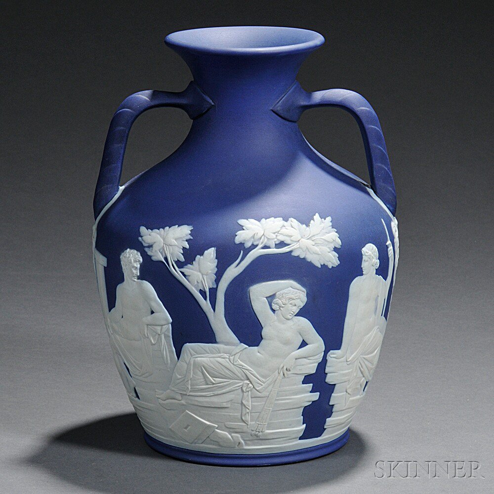 Appraisal: Wedgwood Dark Blue Jasper Dip Portland Vase England th century