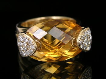 Appraisal: A Contemporary Citrine and Diamond Design Ring k yellow gold