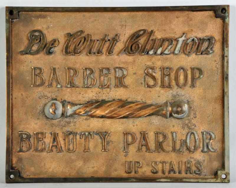 Appraisal: Heavy Brass Barber Beauty Sign s to s Very unusual