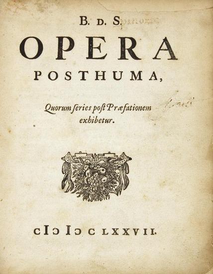 Appraisal: SPINOZA Baruch Opera Posthuma Amsterdam vo x mm Contemporary vellum