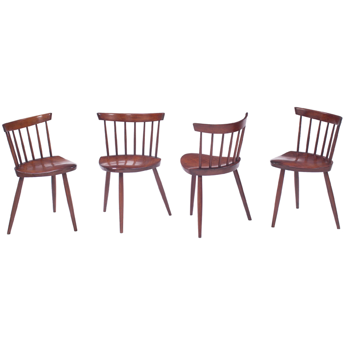 Appraisal: George Nakashima Mira dining chairs four by Widdicomb from the