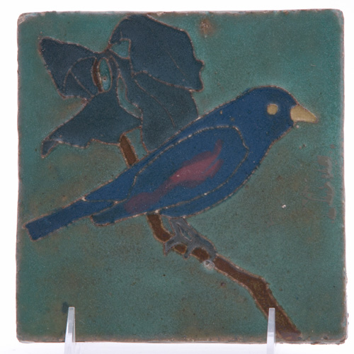 Appraisal: VAN BRIGGLE Rare tile decorated in cuenca with a blue